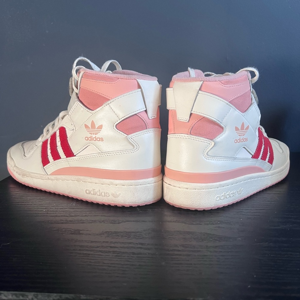 Vintage Adidas Forum Mid Sneakers – White / Red / Pink (Retro High-Top) - Picture 3 of 4